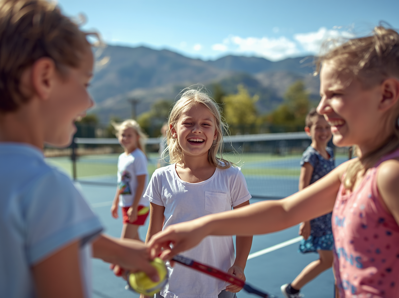 Bambini in lezione di tennis al Circolo Tennis Predazzo