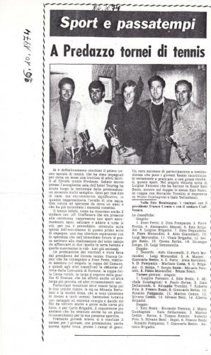 Articolo l'Adige per Torneo Sociale 26 10 1974