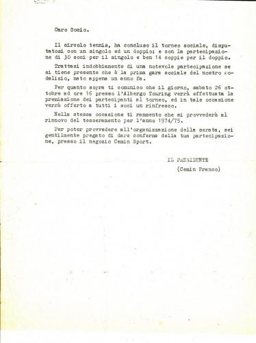 Comunicazione ai Soci 1974